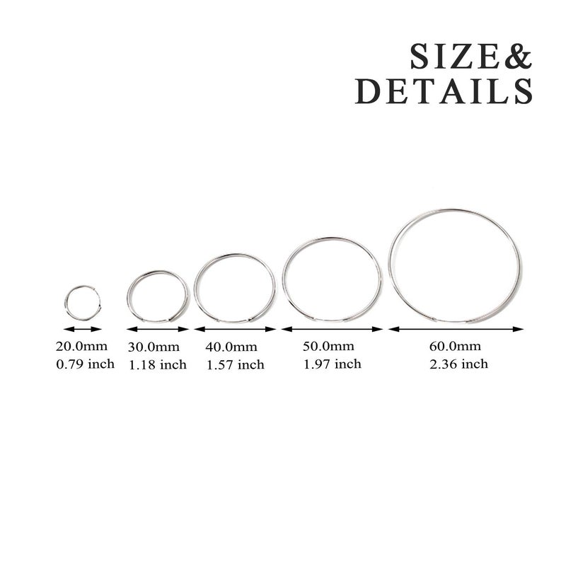 YFN Tiny Small Hoop Earrings Sterling Silver Polished Round Circle Endless Earrings Hoops 20MM - Image 5